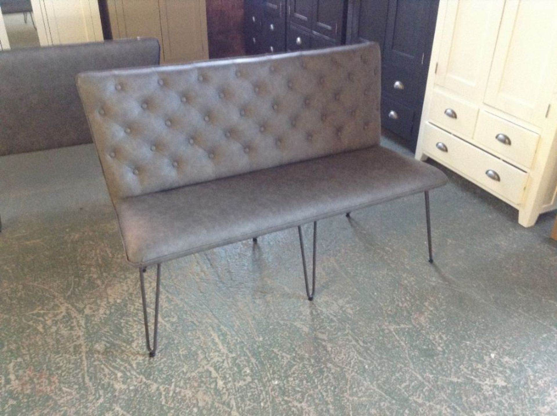 Industrial Grey 140cm Studded Back Bench (DAMAGE)