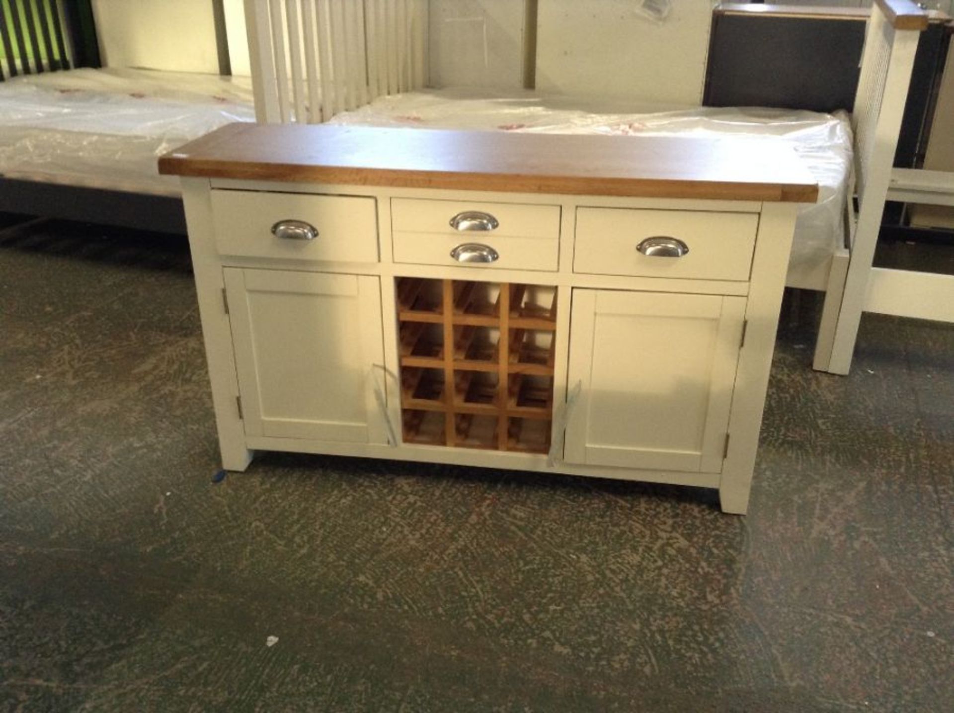 Hampshire White Painted Oak Large Sideboard Wine R