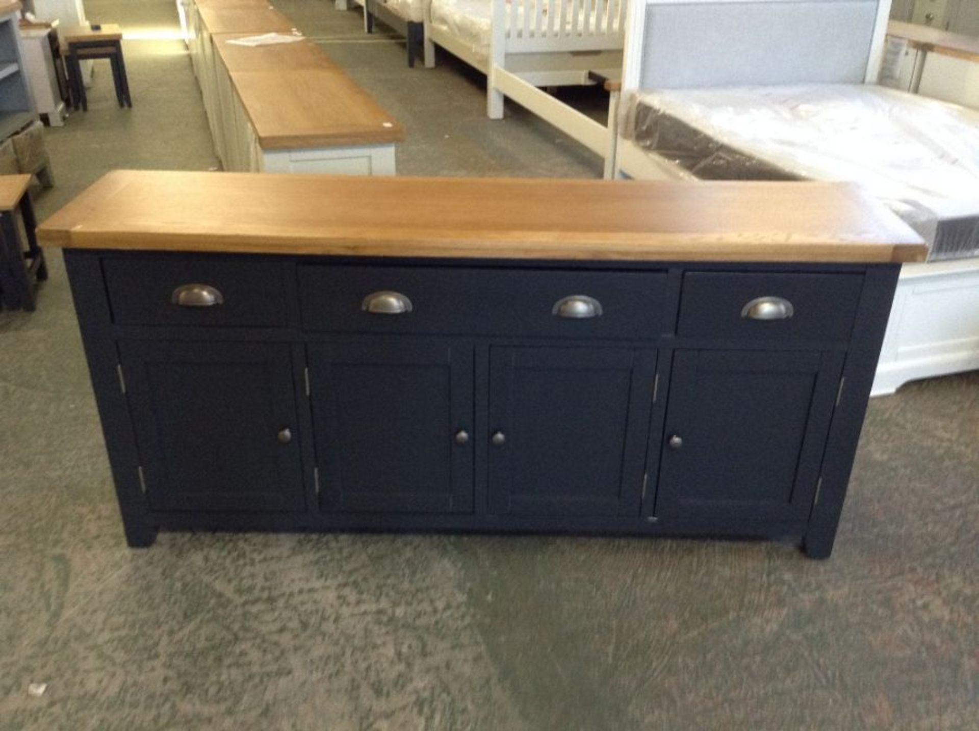 Hampshire Blue Painted Oak Extra Large 4 Door Side