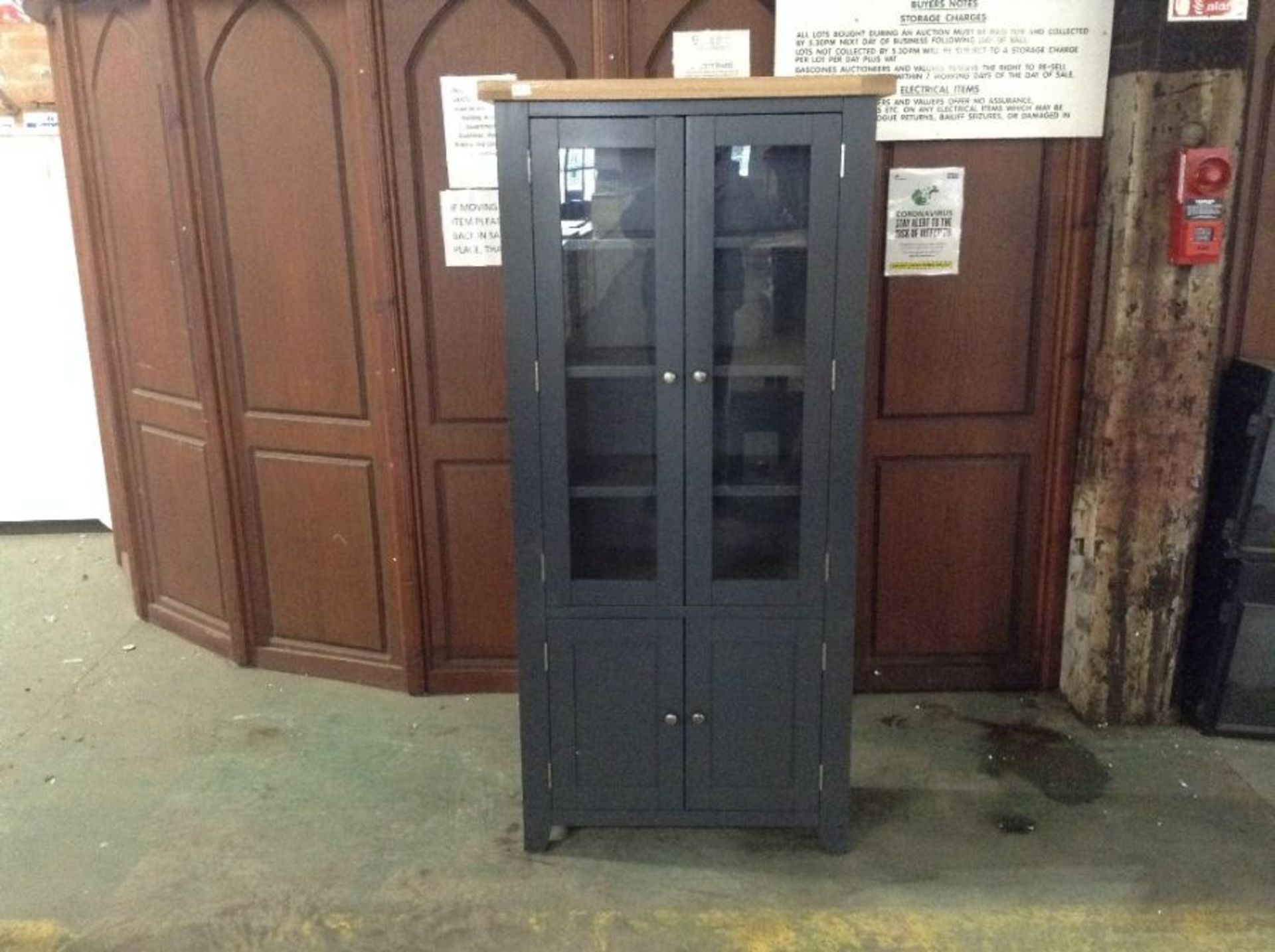 Hampshire Blue Painted Oak Display Cabinet (G/30 -