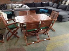 WOODEN GARDEN TABLE AND 6 CHAIRS (23687/4-23412/4)