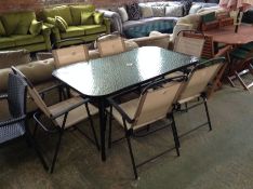 GLASS GARDEN TABLE AND 6 X CHAIRS (23690/5)