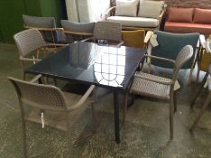GARDEN TABLE AND 4 STACKING CHAIRS (23779/9)