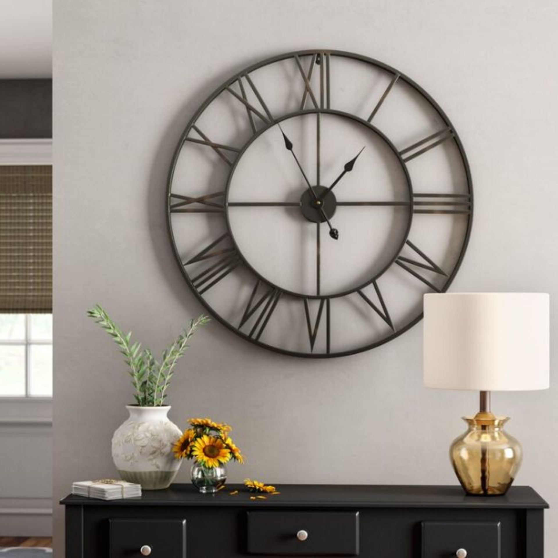 Three Posts, Hackney Wall Clock (BLACK/BRONZE) (76CM) - RRP £109.99(WLFG2445 - 23905/8)