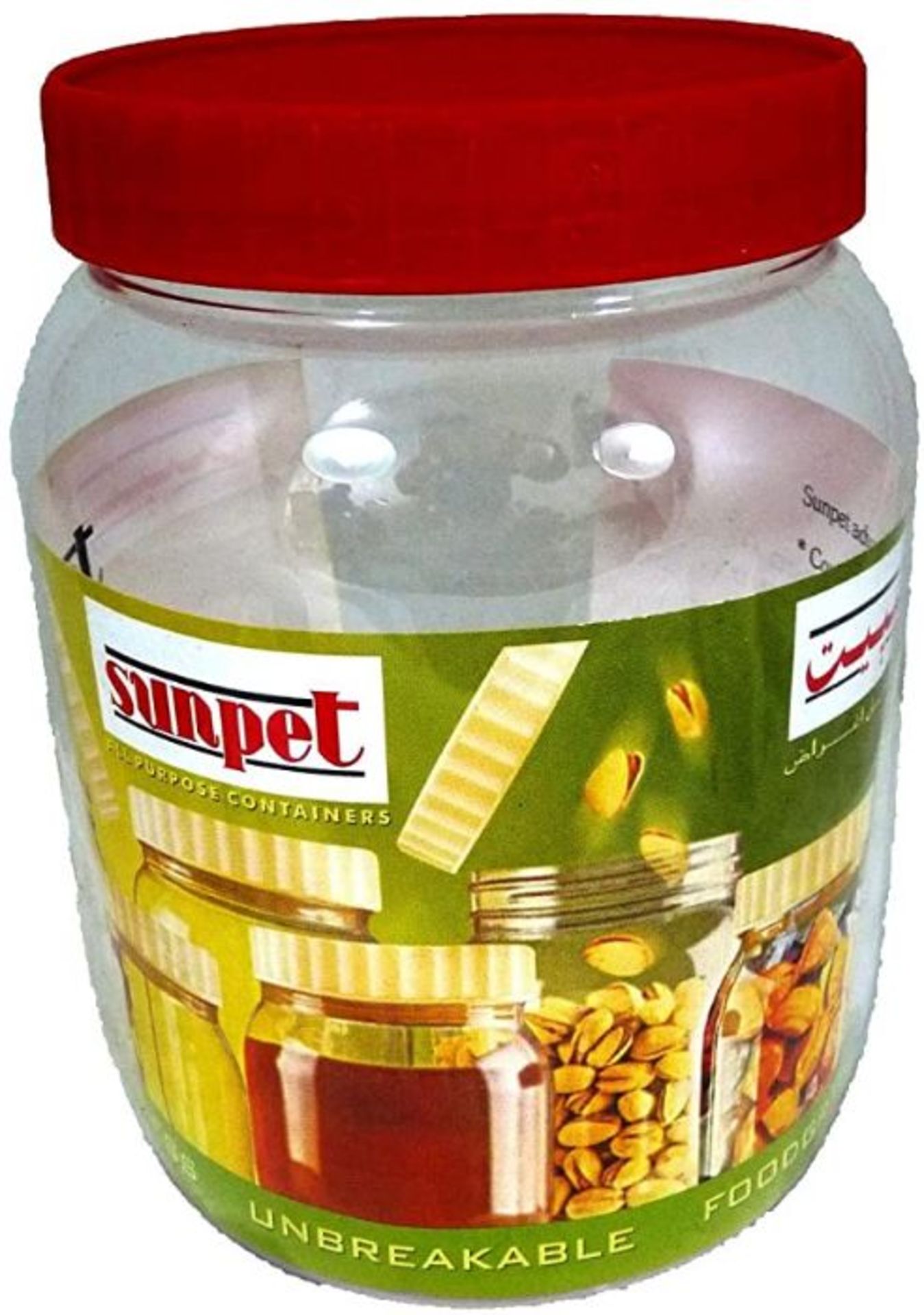 Sunpet J1500 Large Red Top Plastic Food Storage Ca