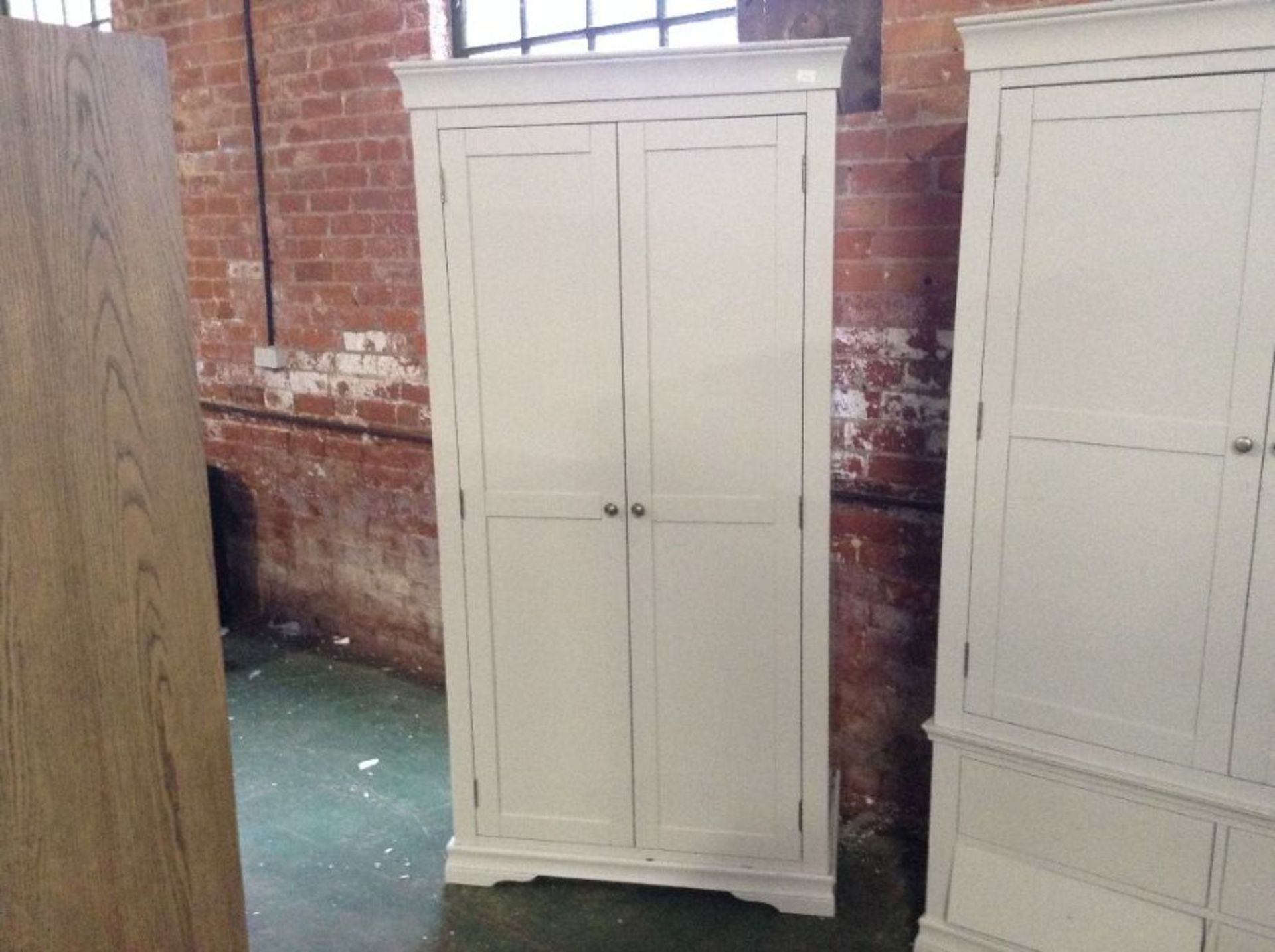 Florence Grey Painted Full Hanging Wardrobe (J/115 -SW-FHR-G)(DAMAGED MISSING DOWLS AND RAIL)
