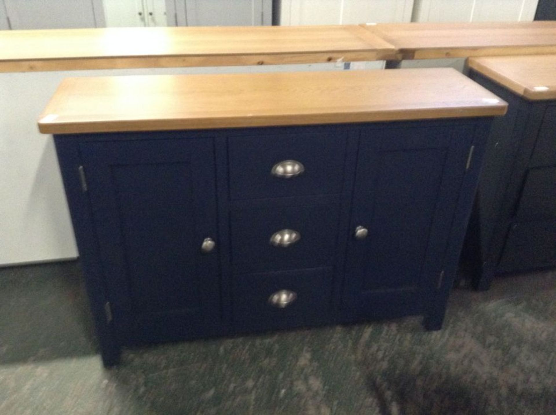 Rutland Blue Painted Oak 2 Door 3 Drawer Large Sideboard (H/74 -RA-LS-B)(DAMAGED)