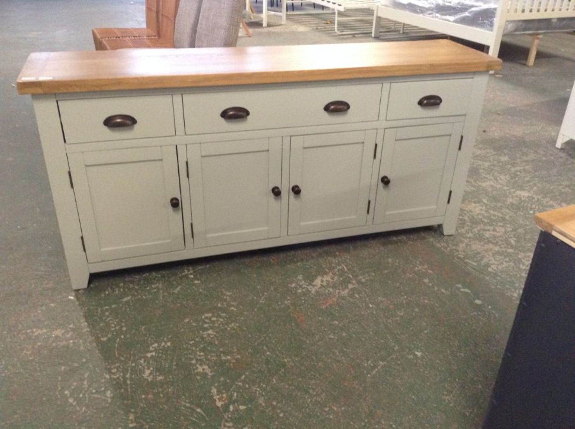 Hampshire Grey Painted Oak 4 Door Sideboard (H/32 -WXF P58)