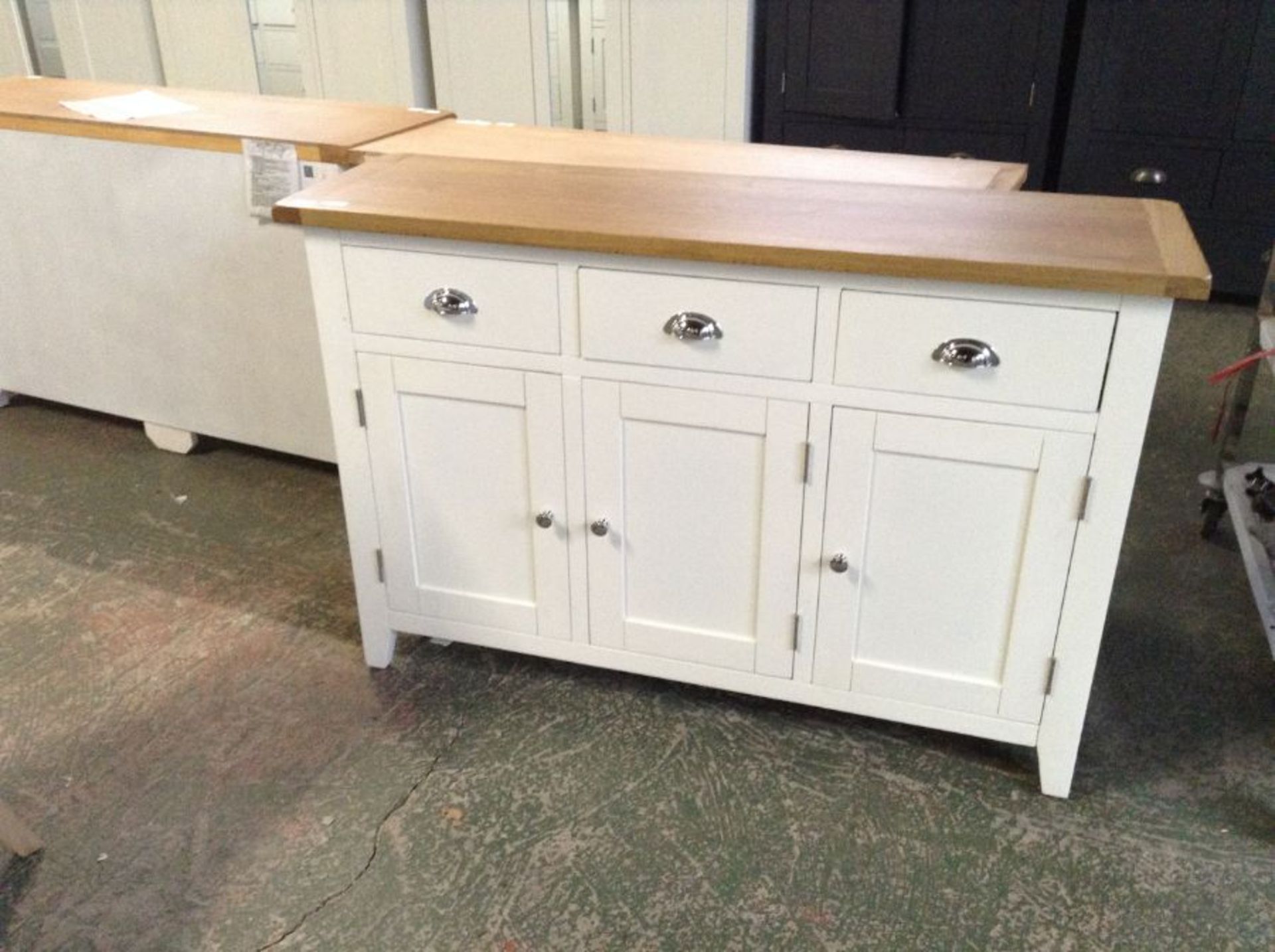 Chester White Painted Oak 3 Door Large Sideboard (H/97 -NC-3DS-W)