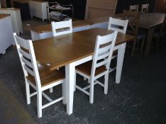 CHESTER WHITE PAINTED AND OAK EXTENDING TABLE AND