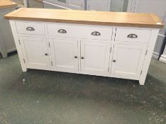 Hampshire WHITE Painted Oak 4 Door Sideboard (H/61 -WXF P58)