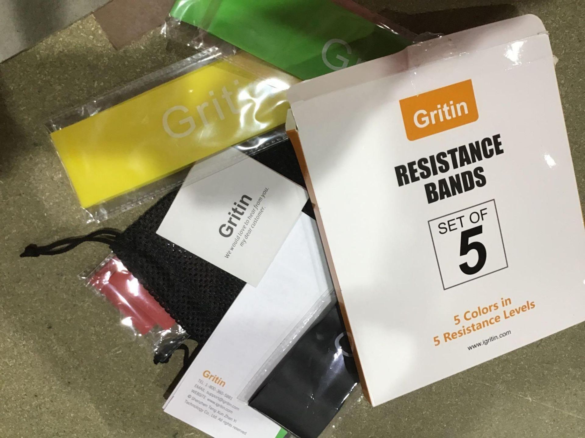 Gritin Resistance Bands, Set of 5 Skin-Friendly Resistance Fitness Exercise Loop Bands - Image 2 of 4