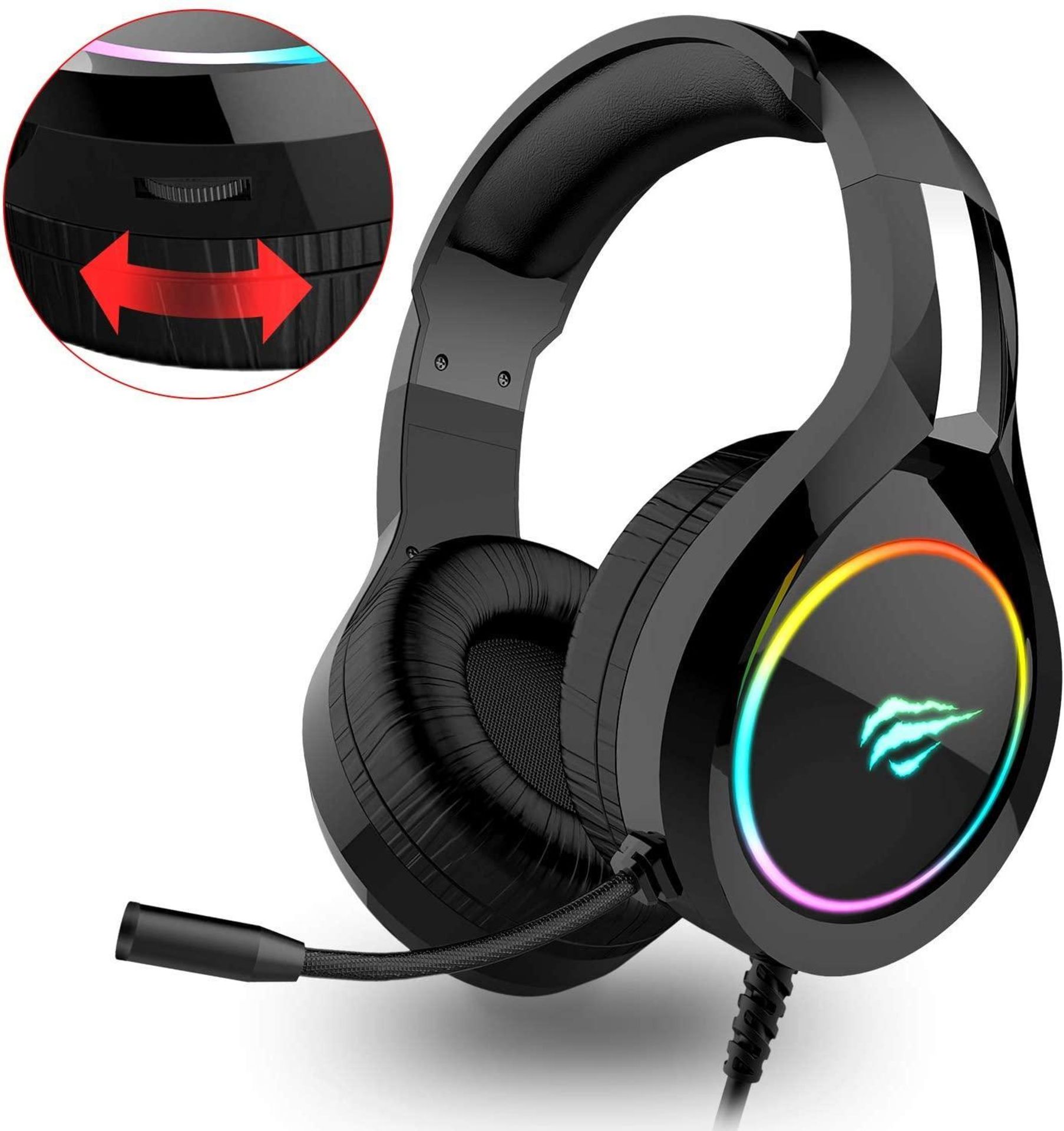 Havit RGB Wired Gaming Headset PC USB 3.5mm XBOX / PS4 Headsets with 50MM Driver, Surround Sound