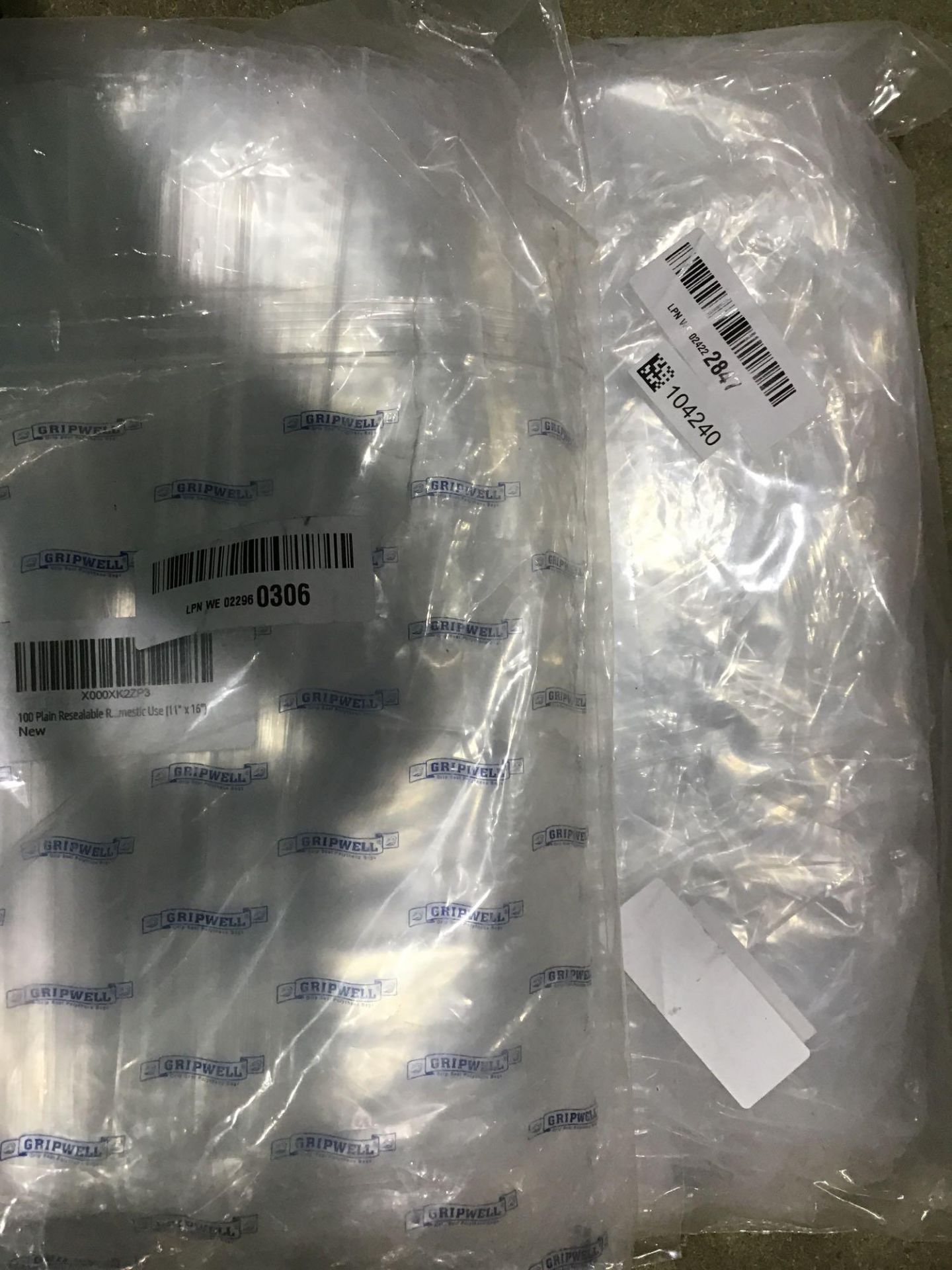Gripwell Plastic Resealable Grip Seal Bags 11" x 16" - Image 3 of 4