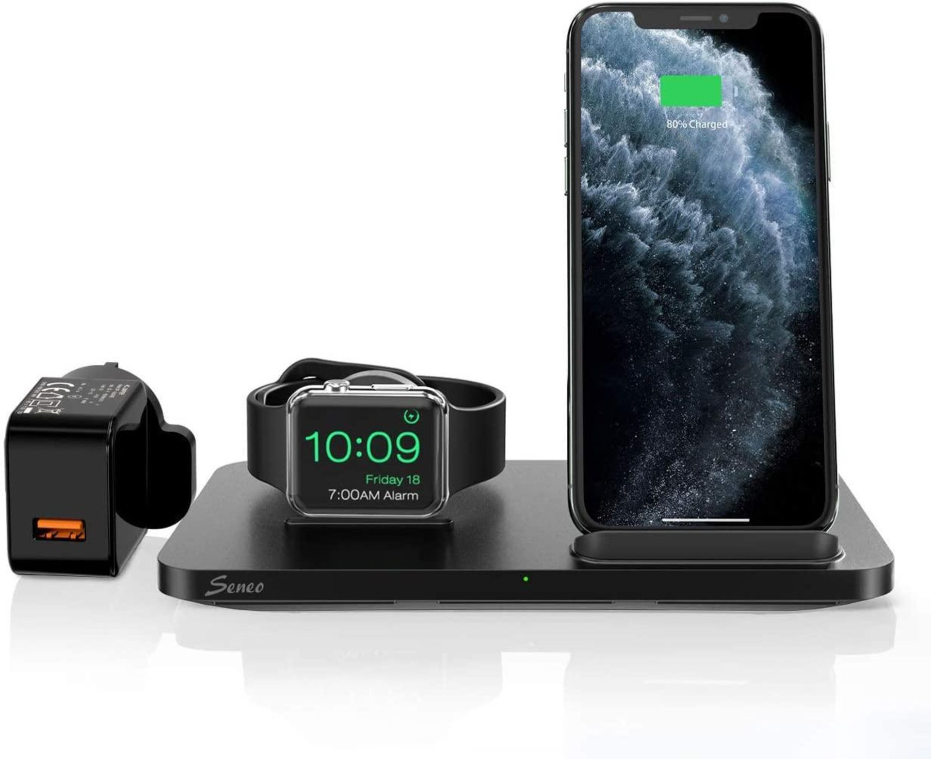 Seneo 2 in 1 Wireless Charger, Apple Watch Charging Stand (2 in 1 Stand with Adapter) - £30.99 RRP
