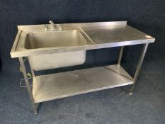 Stainless Steel Sink Unit with Splahback 1500 x 600 x 950mm