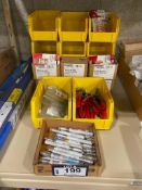 Lot of Asst. Welding Contact Tips, Parts, Bins, Markall Markers, etc.