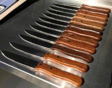 STEAK KNIVES, WOOD HANDLE, POINTED TIP - LOT OF 12