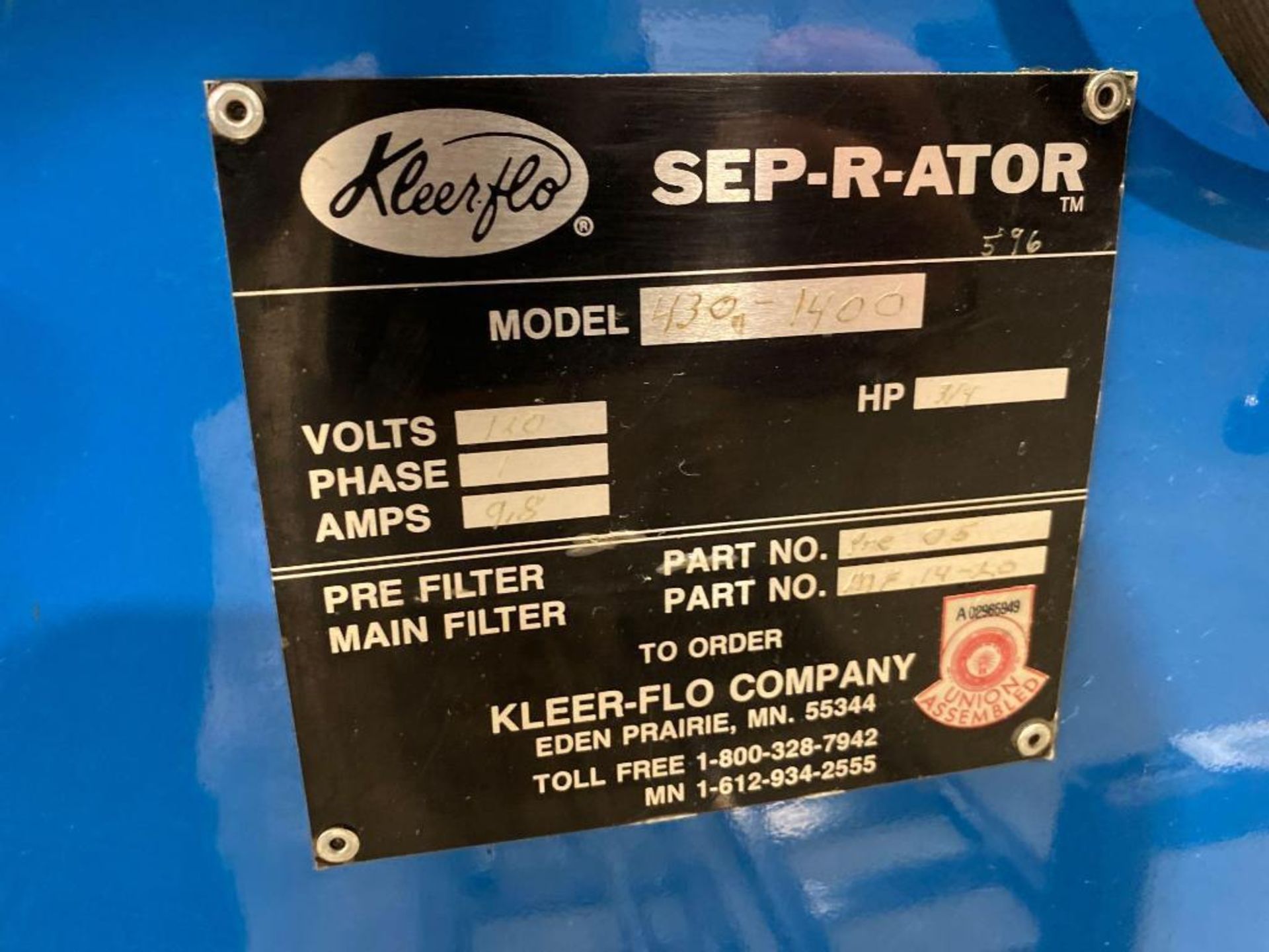 Kleer-Flo Sep-R-Ator Parts Washer Solvent Reclaimer 430-1400, 3/4HP, 1PH - Image 4 of 4