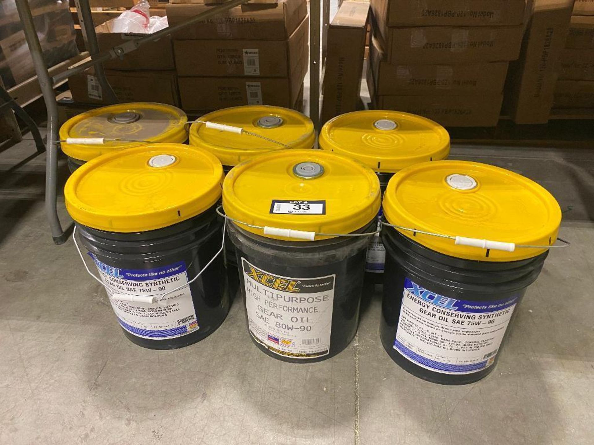 Lot of (6) Pails of Asst. Gear Oil