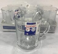 8.5OZ/250ML CLEAR GLASS MUGS - LOT OF 6, LUMINARC 39739 - NEW