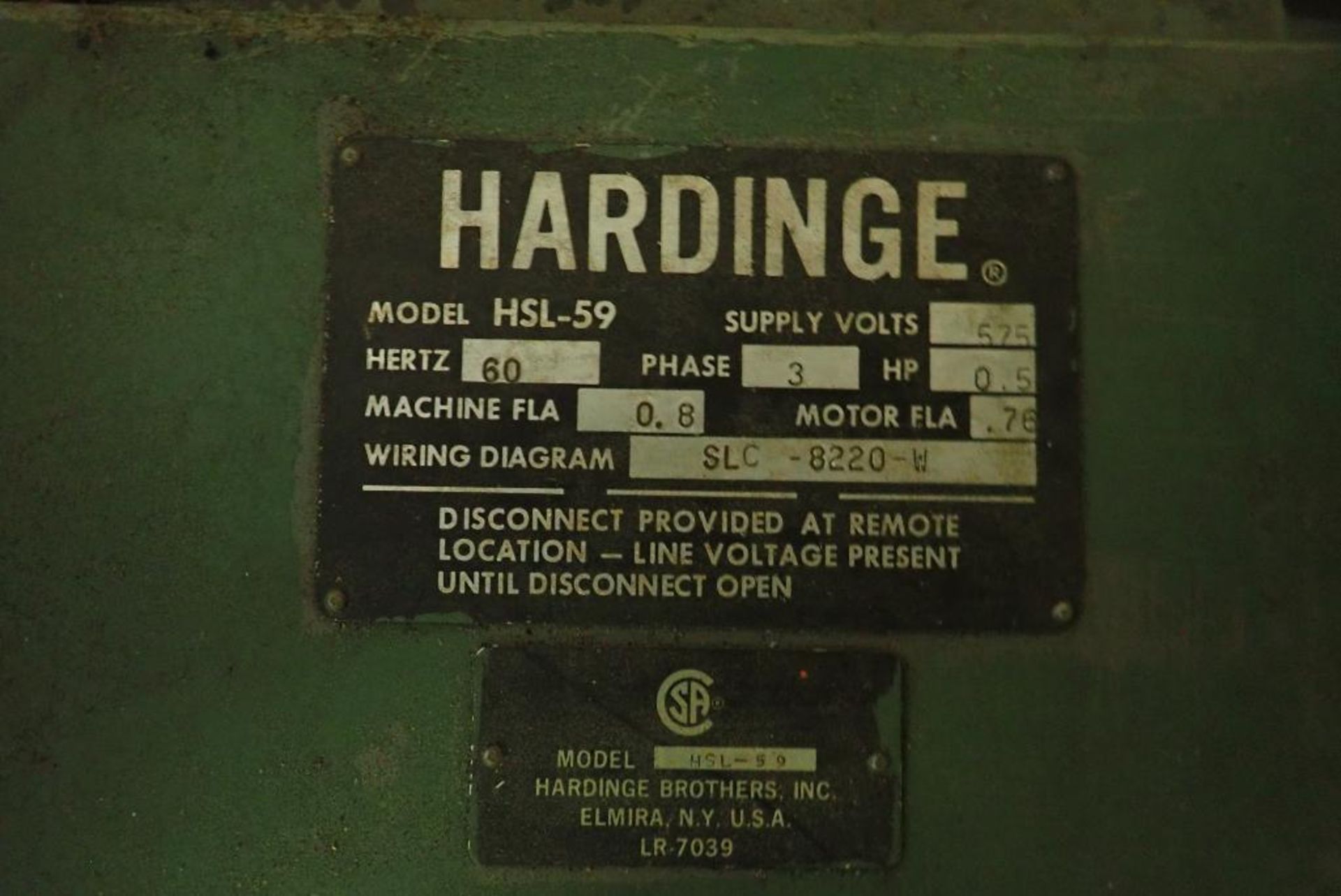 Hardinge HSL-59 Dovetail Bed Lathe. - Image 3 of 3