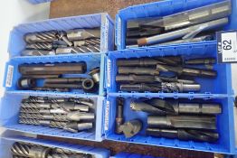 Lot of 6 Parts Tubs w/ Asst. Reamers, End Mills, Drill Bits, etc.