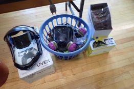 Lot of UVEX Face Shield, Safety Glasses, Ear Protection, Honeywell Respirator Mask, etc.