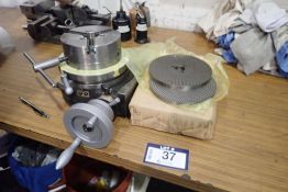 STM HV-8 4-Slot Rotary Table w/ 3-Jaw Chuck and Dividing Plates.