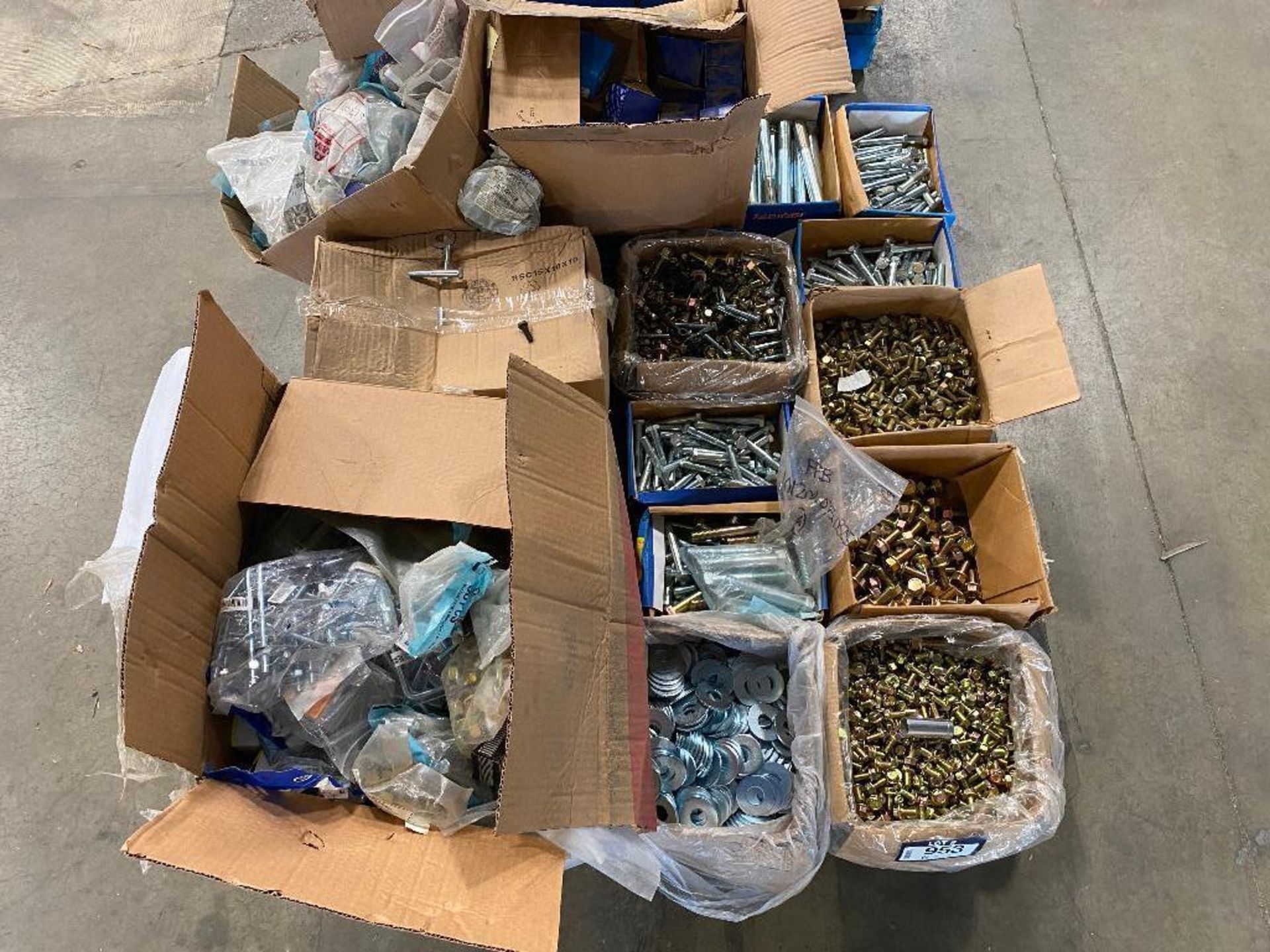 Pallet of Asst. Fasteners including Bolts, Washers, Pins, etc.