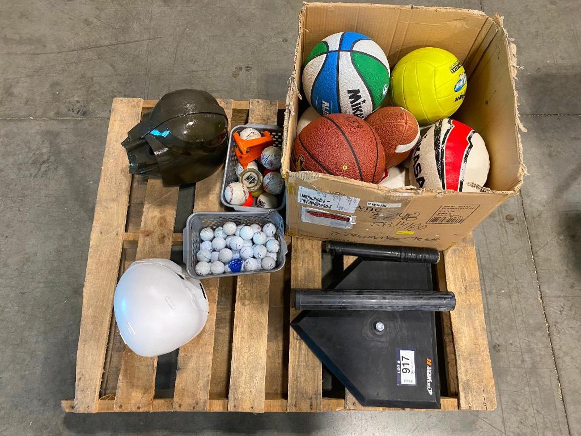 Pallet of Asst. Sports Equipment including Basketballs, Volleyball, Football, Golfballs, Rugby Ball - Image 2 of 3