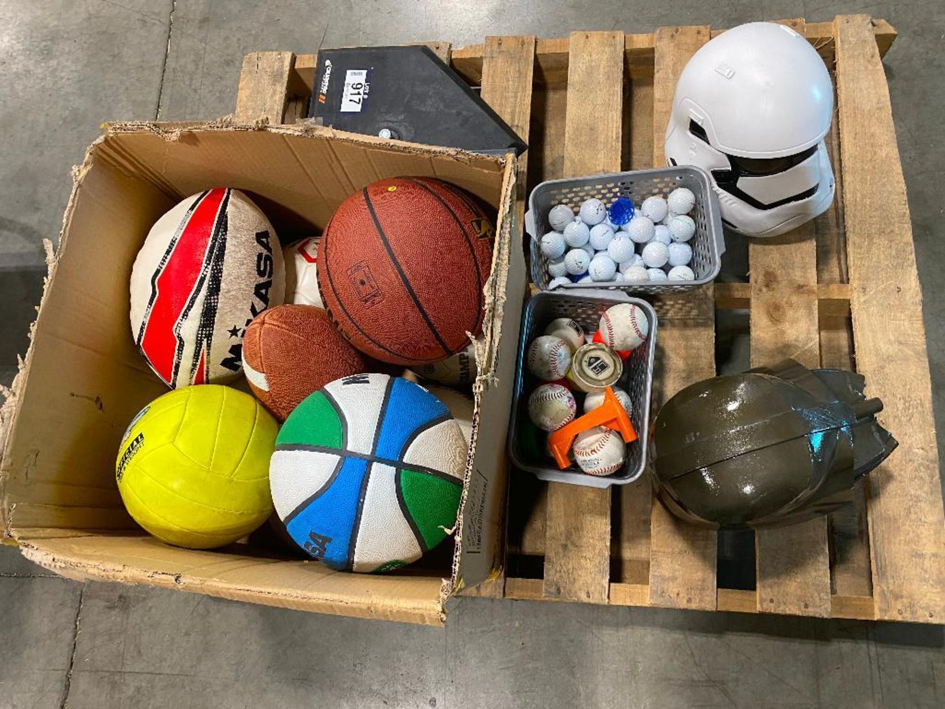 Pallet of Asst. Sports Equipment including Basketballs, Volleyball, Football, Golfballs, Rugby Ball - Image 3 of 3