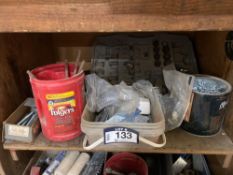 Lot of Asst. Screws, Box of Shop Towels, Hand Trowels, Parts, etc.