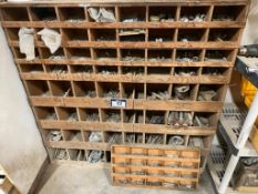 Wooden Parts Bin w/ Asst. Contents Including Nuts, Bolts, Washers, etc.