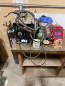 Lot of Asst. PowerFist MIG-136 Welder Including Welding Helmet, Gun, Wire, Oxygen Bottle, etc.