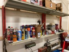 Lot of Asst. Fluids, Aerosol Cans, Pins, Fittings, etc.