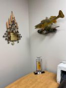 Lot of Mounted Fish, (1) Clock, and (1) Piece of Art