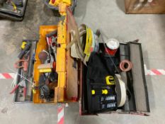 Lot of (2) Tool Boxes w/ Asst. Contents including Wire Strippers, Saws, Crimper, Hammer, Puller, etc