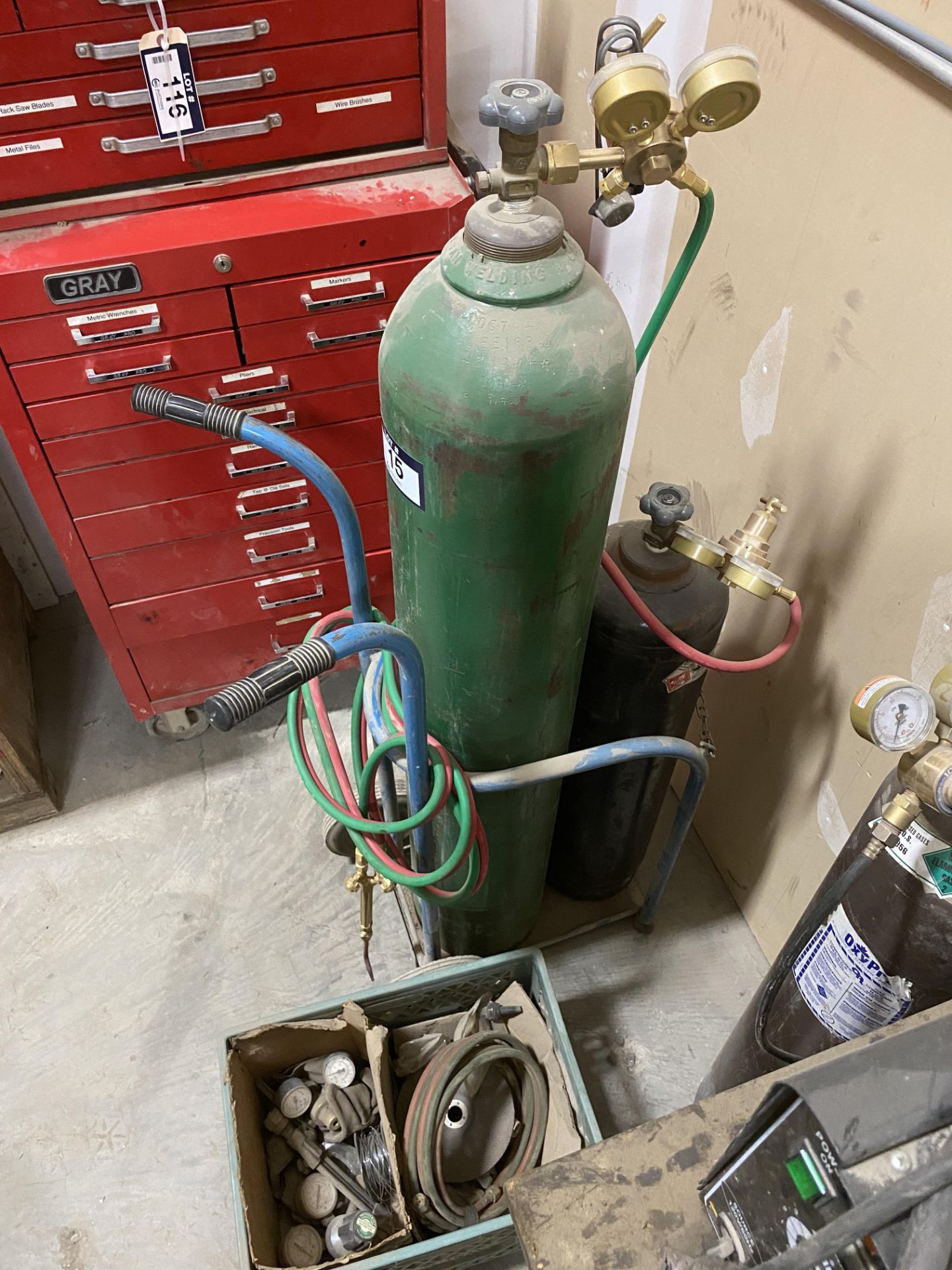 Lot of Oxy/Acetylene Cart w/ Gauges, Torches, Hoses, Bottles, etc. - Image 3 of 5