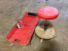 Lot of Mechanics Creeper and Mechanics Stool