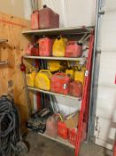 Lot of Approx. (19) Asst. Fuel Cans, (1) Barrel Pump, (8) Asst. Batteries, etc.