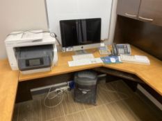 i mac Computer w/ (3) Apple Keyboards, (1) HP Printer, Paper Shredder, Phone, etc.