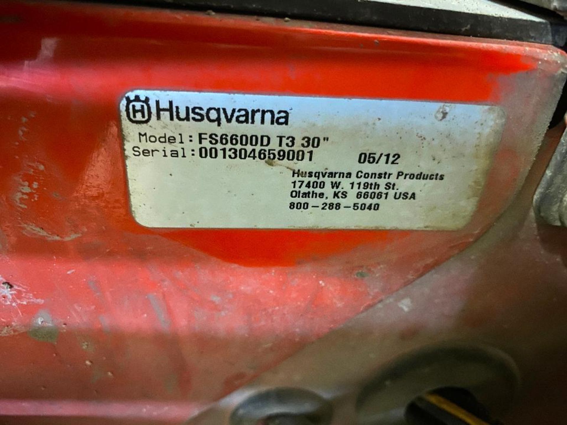 Husqvarna FS6600D t3 30" Diesel Walk-Behind Flat Saw, Serial#: 001304659001 - Image 5 of 7