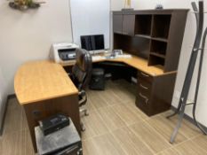 Lot of U-Shaped Desk w/ Overhead Hutch and Task Chair