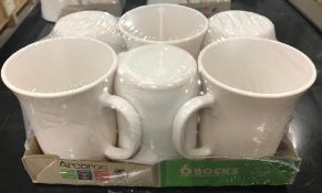 9-3/4OZ/290ML IVORY WHITE MUGS, ARCOROC "OPAL RECEPTION" 48025 - LOT OF 6 - NEW