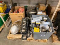 Pallet of Asst. Filters, H2S Monitors, Flashlights, Axe, etc.