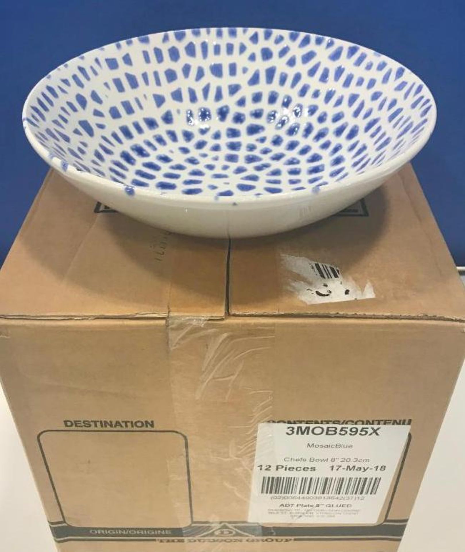 DUDSON MOSAIC BLUE CHEF'S BOWL 8" - 12/CASE, MADE IN ENGLAND - Image 5 of 6