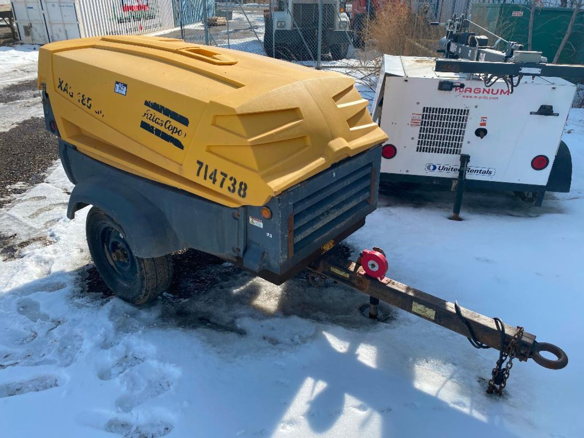 Atlas Copco XAS 185 Towable Compressor, Pintle Hitch, Approx. 5,100hrs Showing