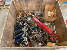 Crate of Asst. Grease Guns, Chains, Boomers, etc.