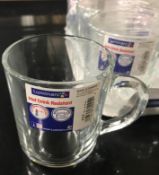 8.5OZ/250ML CLEAR GLASS MUGS - LOT OF 6, LUMINARC 39739 - NEW